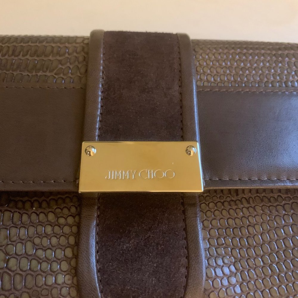 Jimmy Choo Python And Suede Clutch - image 4